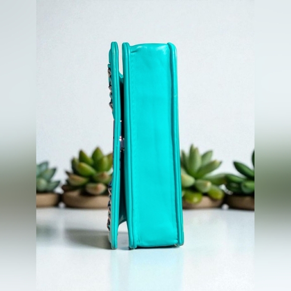 Badgley Mischka Small Crossbody With Frame And Chain On Cover Green (New) - Picture 7 of 12